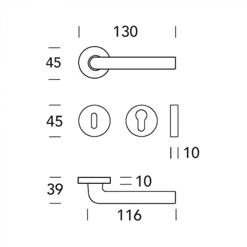 Tirador de Puerta Interior en Latón Reguitti Collo Basso