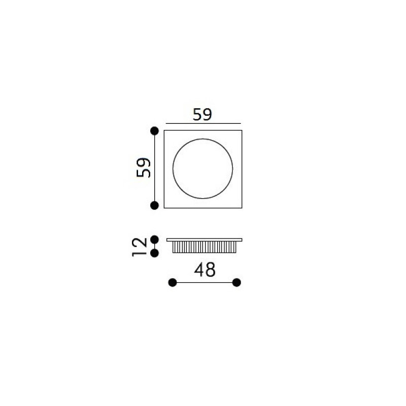 Manilla Cuadrada Empotrada Arieni 222 Placa 59x59 mm