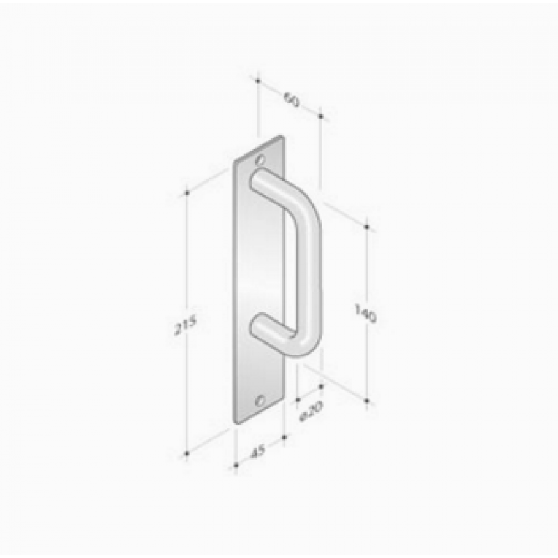 mango fijo de acero inoxidable placa rectangular PBA 2211 AISI 316L