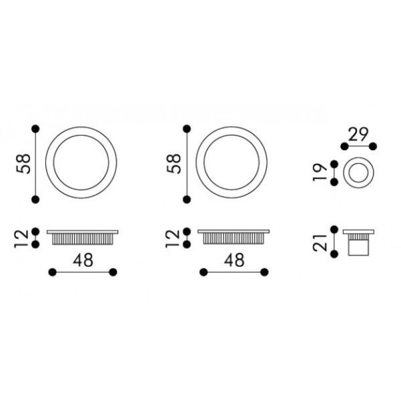 Manillas Empotradas para Puertas Correderas Arieni 95/SF Ø58 mm