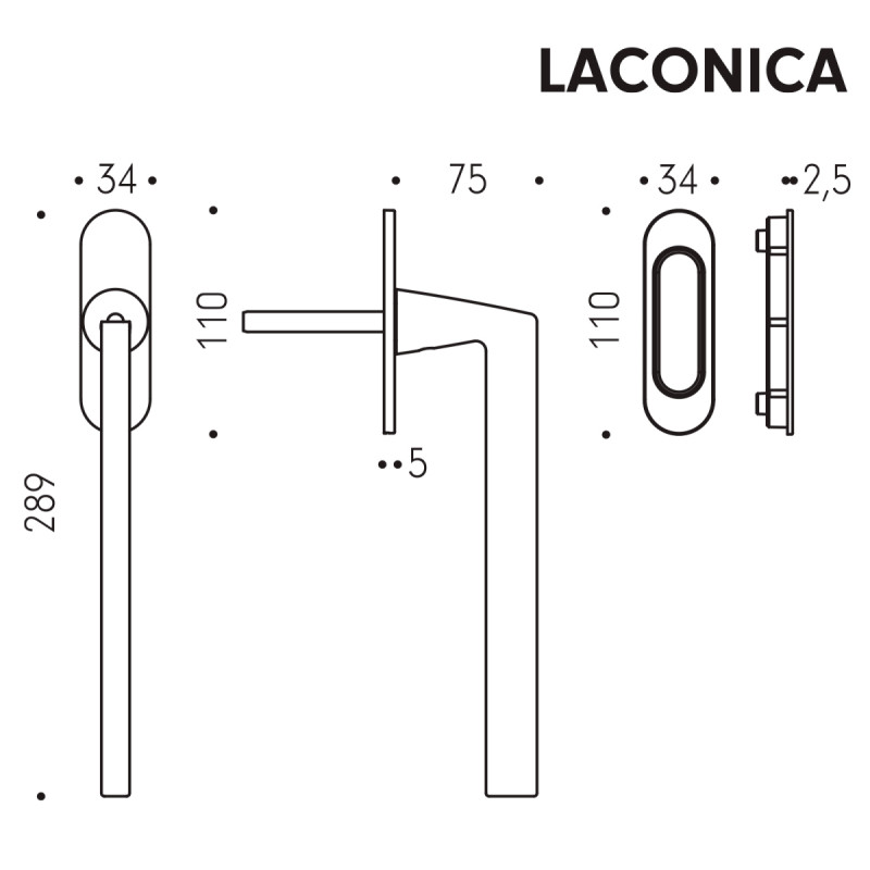 Tirador para Puerta Elevable Corredera Colombo Design AM313/0 con Placa