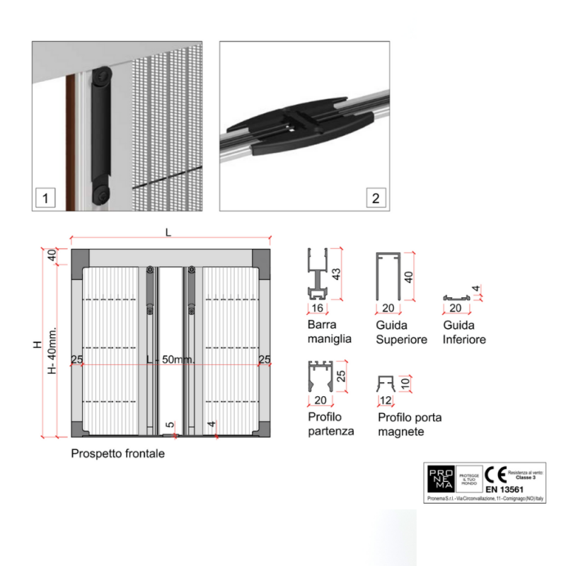 Mosquitera Lateral Mini Plissè Double Pronema 23mm