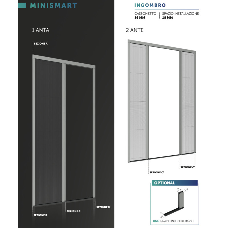 Minismart Primed Mosquitera Plisada Delgada Compacta 18 mm