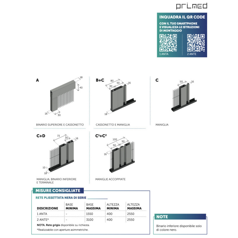Minismart Primed Mosquitera Plisada Delgada Compacta 18 mm