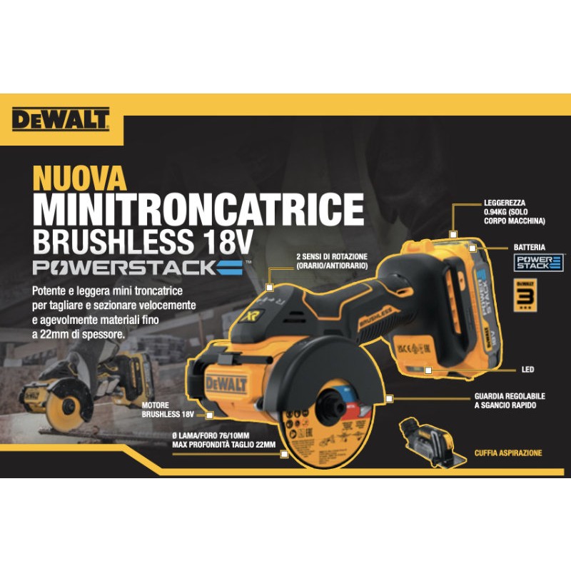 Mini Sierra Ingletadora DeWalt DCS438E2T-QW Brushless 18V Powerstack