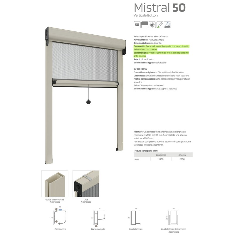 Mistral 50 Vertical Mosquitera Económica de Muelle Officine Rami