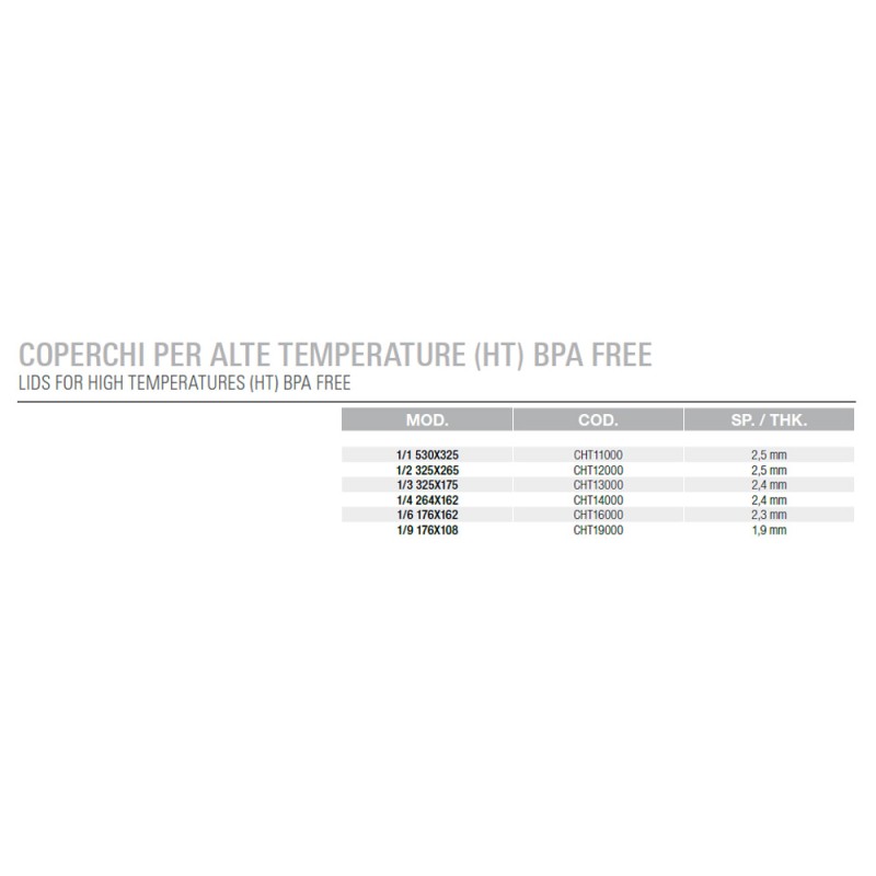 Tapa Gastronorm Mori 2A Altas Temperaturas Poliamida BPA FREE