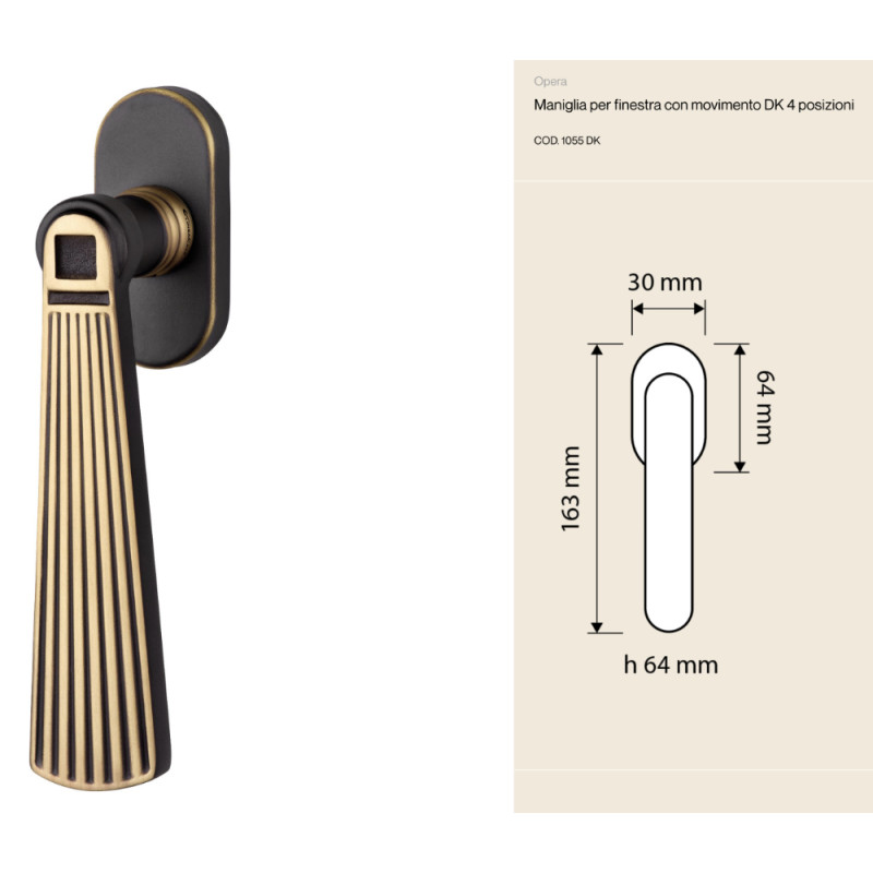 Opera Linea Calì Manija de Ventana DK Colección Neoclásica Vintage