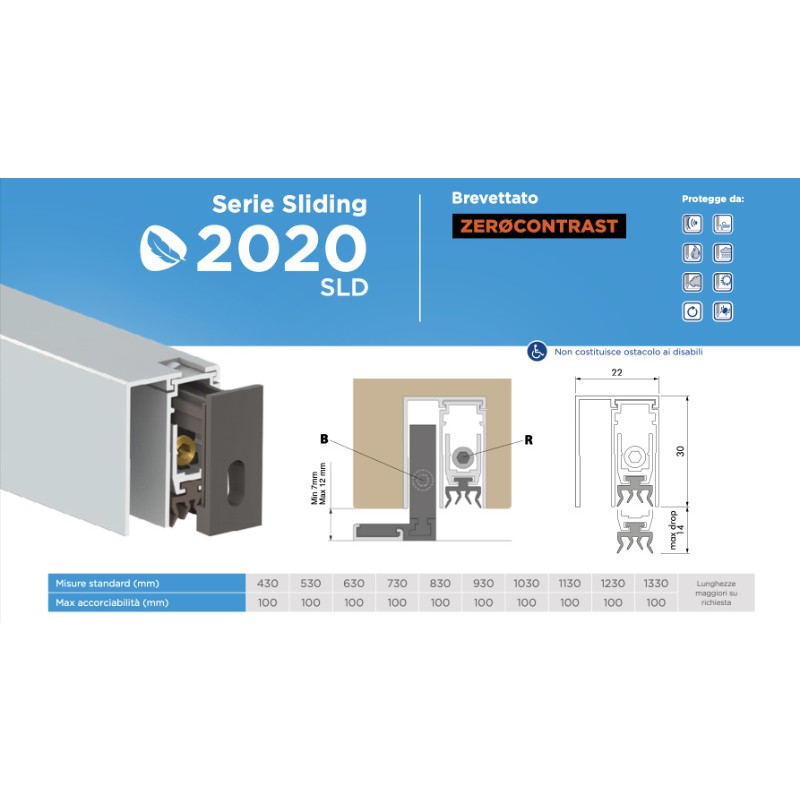 Burlete para Puertas Correderas 2020LSD Comaglio Sliding Series