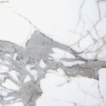 Tirador de puerta Paros en rosetón en blanco Calacatta Carrara y mármol dorado por Mandelli1953