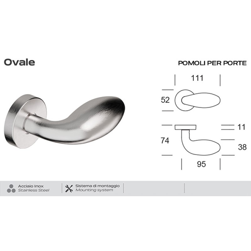 Perillas Giratorias Acero Inoxidable Ovale 258 Reguitti