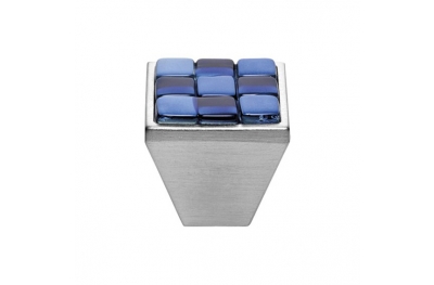 Mobile Linea Cali pomo de cristal BRERA AJEDREZ PB 30 CS inserto de vidrio blanco azul