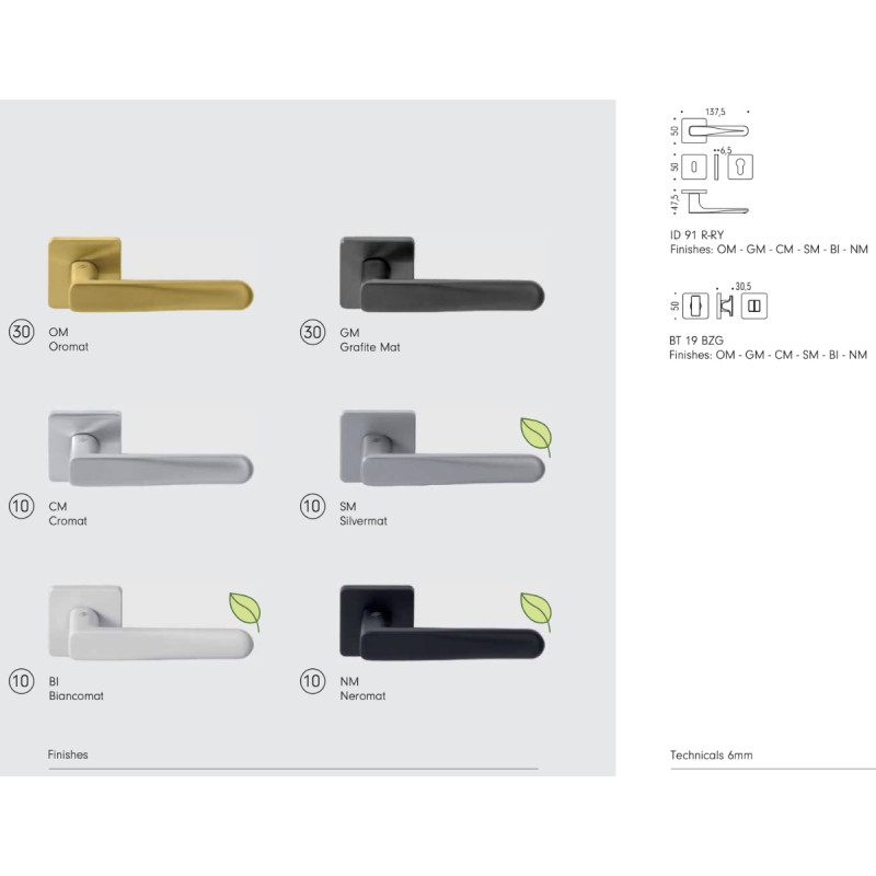 ROBOT6 S Colombo Design Manilla para Puerta con Roseta Cuadrada 6 mm