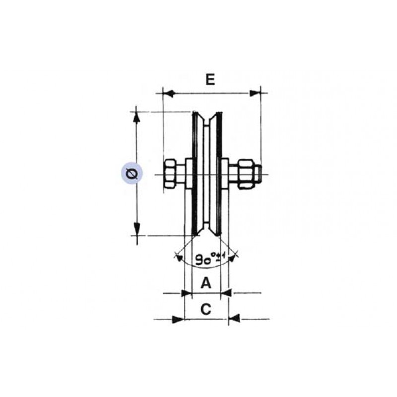Rueda para puertas correderas 1 cojinete de bola Garganta V Varios diámetros IBFM