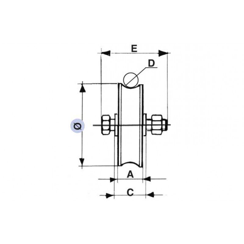 Rueda para puertas correderas 2 Cuscinett1 Bola Gola U Ronda Ø20 IBFM