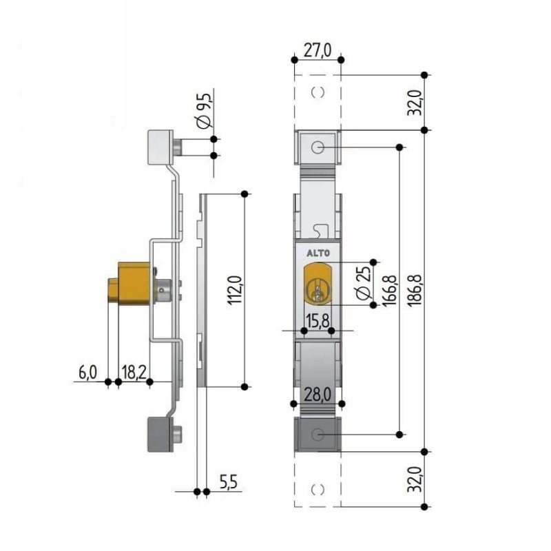 Cerradura de Portón Extensible Cilindro Fresado Prefer 6610