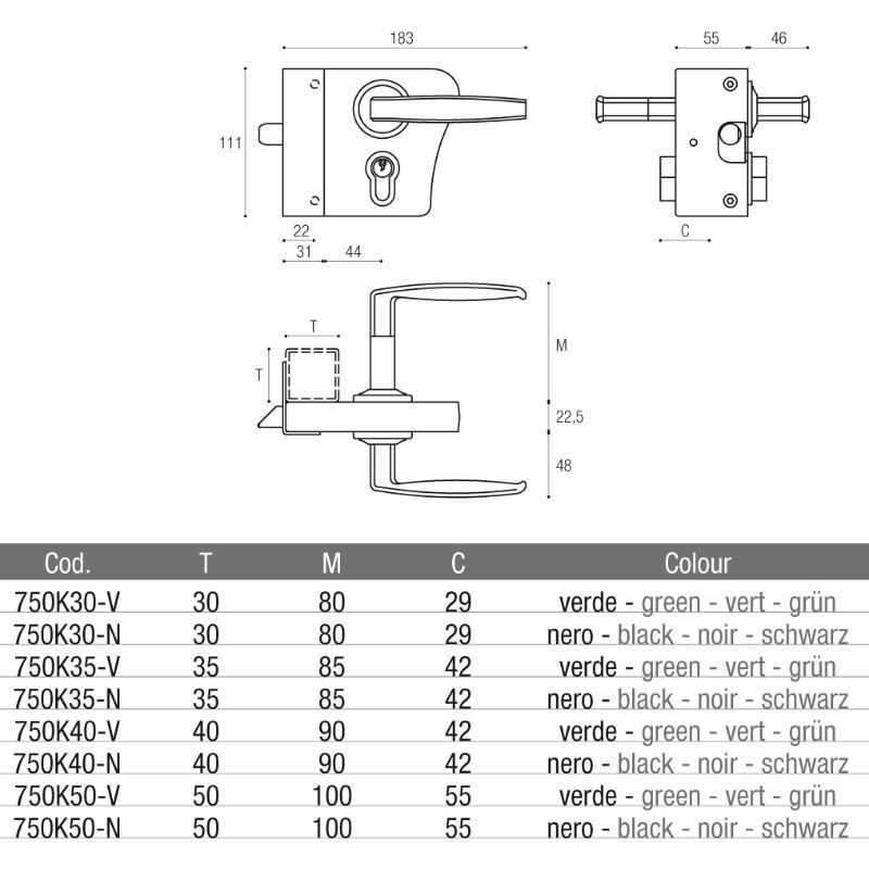 Cerradura para Puerta Pratik-Lock Manual Kit Completo