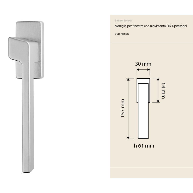 Stream Zincral Linea Calì Manilla de Ventana con Movimiento DK