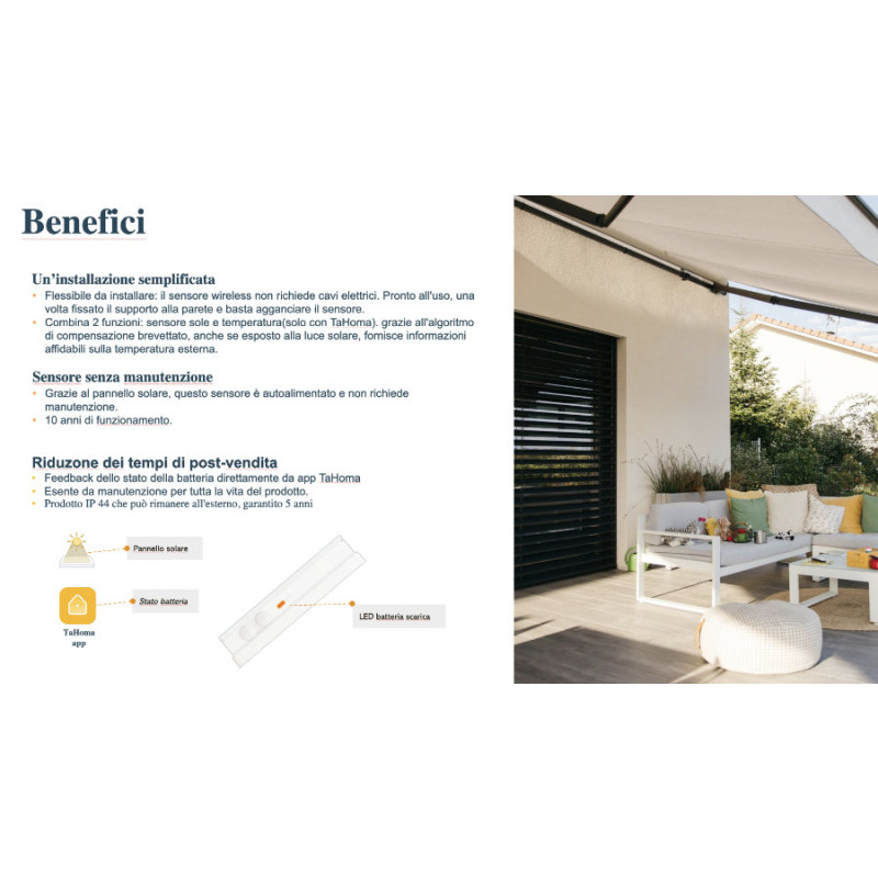 Sunteis io Somfy Sensor Sol y Temperatura para Toldos y Persianas