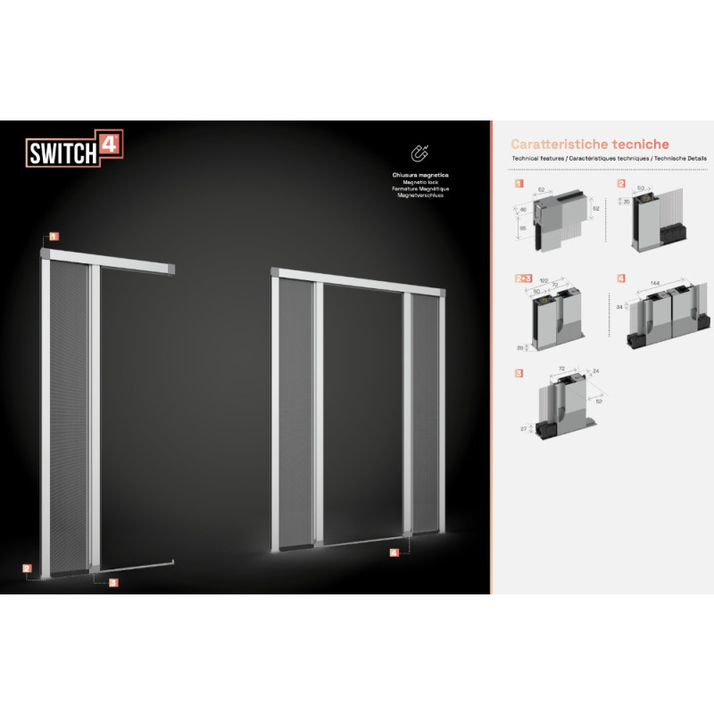 Switch4 PRIMED Mosquitera Enrollable Lateral para Puertas