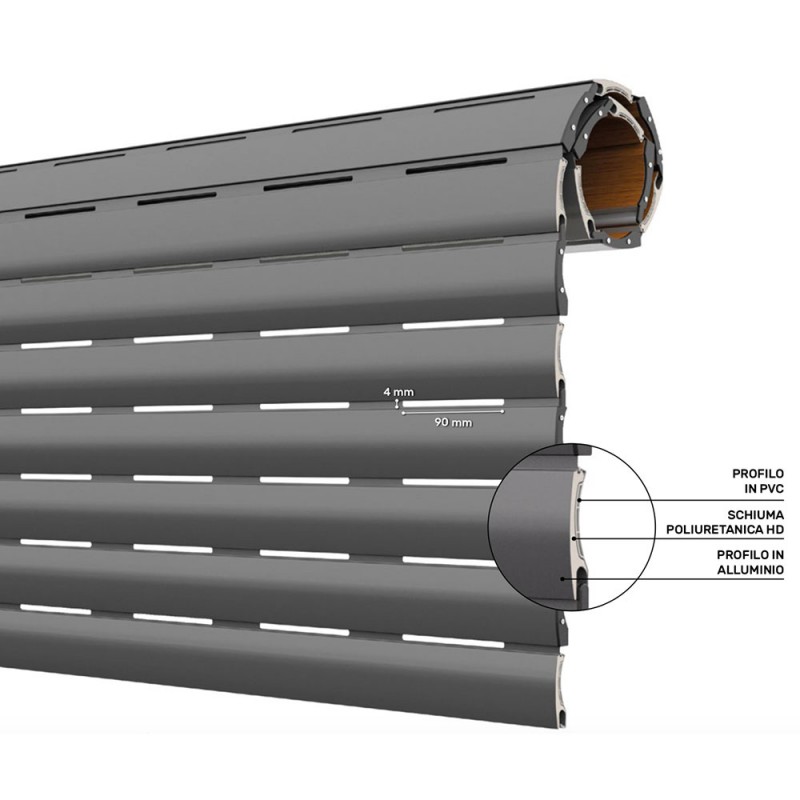 Persiana enrollable de aluminio y PVC AriaLuceTherm que deja pasar más aire y luz