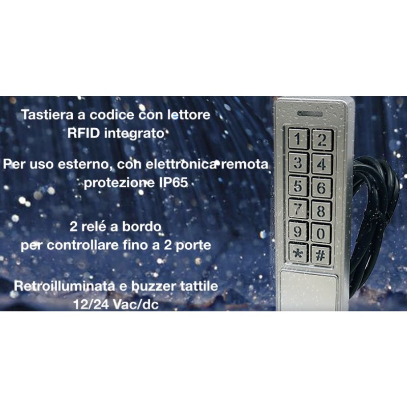 Teclado de Códigos con Lector RFID 57301 Opera 12/24 Vac/dc Retroiluminado