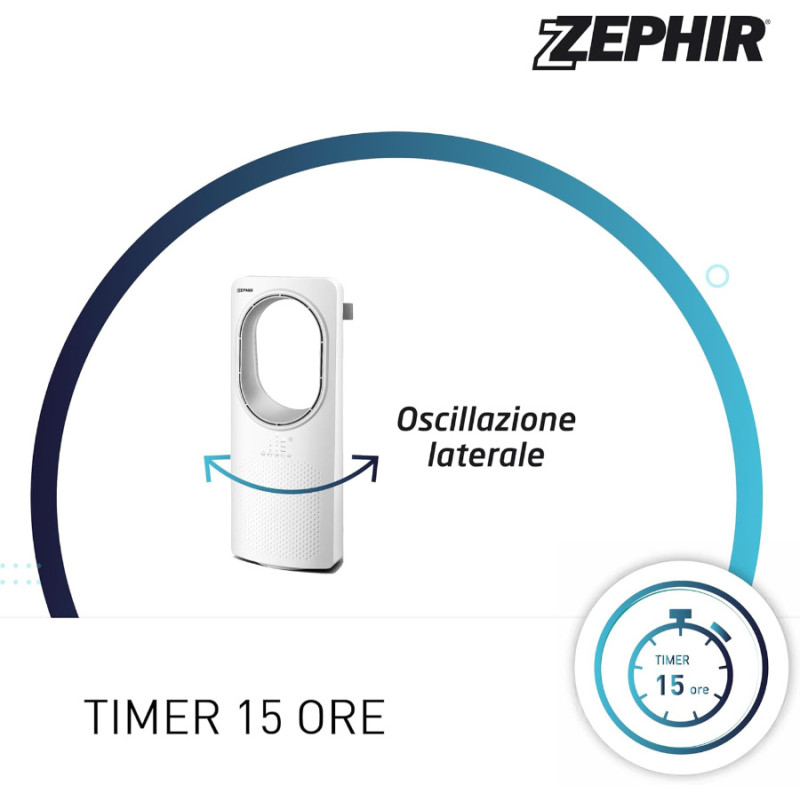 Ventilador de Torre Sin Aspas Zephir PH88BL Blanco con Control Remoto