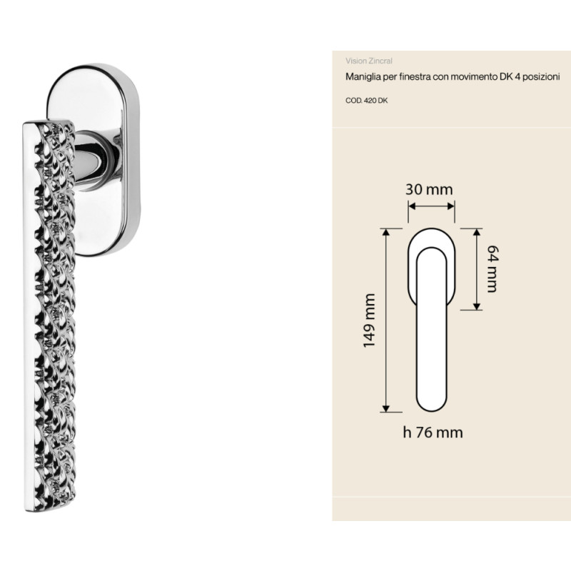 Vision Zincral Linea Calì Manilla para Ventana con Empuñadura en Relieve