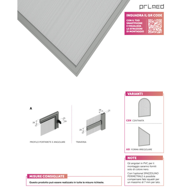 Mosquitera Fija PRIMED con Panel fijo para Ventana FISSA 90