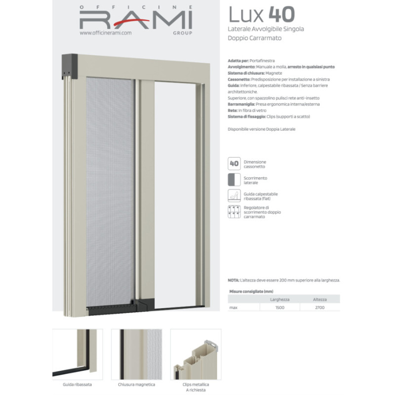 Mosquitera LUX 40 RAMI Doble Tanque Sin Alambre Superior