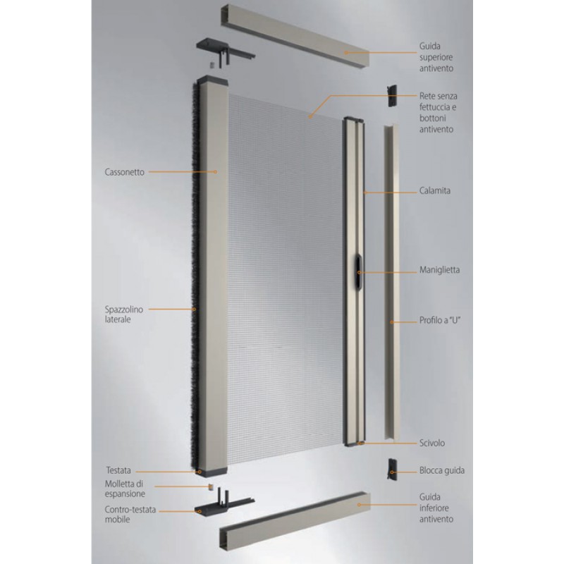 Mosquitera Bettio flash imán 1 oscilación 31 con guía a prueba de viento lateral